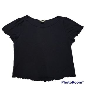 Large Black Ruffled Crop Top
